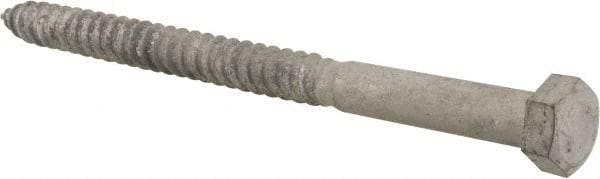 Value Collection - 1/2" Screw, 7" Length Under Head, Steel, Hex Head Lag Screw - Hot Dipped Galvanized, AISI 1006, ASME B18.2.1 Fastner, Grade 1006-1022 - Caliber Tooling