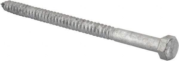 Value Collection - 1/2" Screw, 8" Length Under Head, Steel, Hex Head Lag Screw - Hot Dipped Galvanized, AISI 1006, ASME B18.2.1 Fastner, Grade 1006-1022 - Caliber Tooling