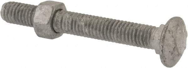 Value Collection - 3/8-16 UNC 3" Length Under Head, Standard Square Neck, Carriage Bolt - 1006-1050 Steel, Galvanized Zinc-Plated Finish - Caliber Tooling