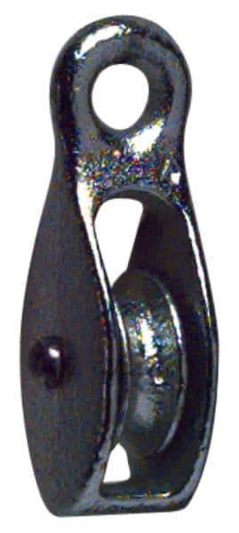 Value Collection - Rigid Eye Single Sheave Pulley - Sheave, 3/4 Inch Outside Diameter, Fibrous Rope, 3/16 Inch Diameter, Brass - Caliber Tooling