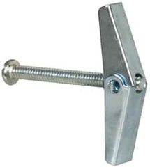 Value Collection - 3/16" Screw, 3/16" Diam, 2" Long, Toggle Bolt Drywall & Hollow Wall Anchor - 3/16" Drill, Zinc Plated, Steel, Use in Concrete, & Masonry, Hollow Tile, Plaster & Wallboard - Caliber Tooling