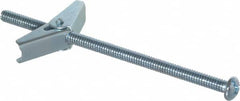 Value Collection - 1/4" Screw, 1/4" Diam, 5" Long, Toggle Bolt Drywall & Hollow Wall Anchor - 1/4" Drill, Zinc Plated, Steel, Use in Concrete, & Masonry, Hollow Tile, Plaster & Wallboard - Caliber Tooling