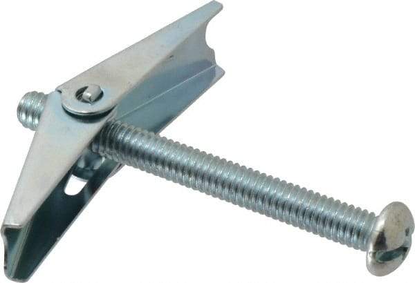 Value Collection - 5/16" Screw, 5/16" Diam, 3" Long, Toggle Bolt Drywall & Hollow Wall Anchor - 5/16" Drill, Zinc Plated, Steel, Use in Concrete, & Masonry, Hollow Tile, Plaster & Wallboard - Caliber Tooling