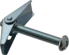 Value Collection - 3/8" Screw, 3/8" Diam, 3" Long, Toggle Bolt Drywall & Hollow Wall Anchor - 3/8" Drill, Zinc Plated, Steel, Use in Concrete, & Masonry, Hollow Tile, Plaster & Wallboard - Caliber Tooling