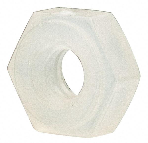 Made in USA - #2-56 UNC Nylon Right Hand Hex Nut - 4.57mm Across Flats, 1.78mm High, Uncoated - Caliber Tooling