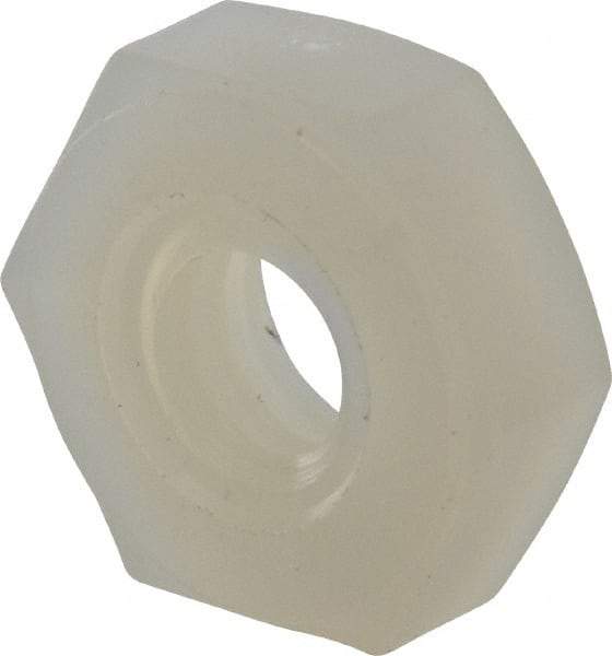 Made in USA - #8-32 UNC Nylon Right Hand Hex Nut - 8.51mm Across Flats, 3.3mm High, Uncoated - Caliber Tooling