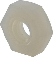 Made in USA - #8-32 UNC Nylon Right Hand Hex Nut - 8.51mm Across Flats, 3.3mm High, Uncoated - Caliber Tooling