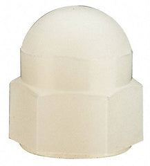 Made in USA - #10-24 UNC, 3/8" Width Across Flats, Uncoated Nylon Acorn Nut - 13/32" Overall Height - Caliber Tooling