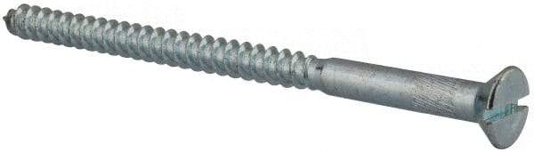 Value Collection - #14, 4" OAL, Slotted Drive, Flat Head Wood Screw - Zinc Plated Steel, Grade 2 - Caliber Tooling