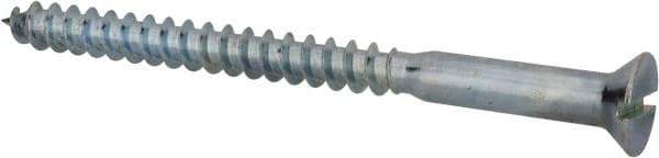 Value Collection - #18, 4" OAL, Slotted Drive, Flat Head Wood Screw - Zinc Plated Steel, Grade 2 - Caliber Tooling