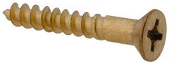 Value Collection - #12, 1-1/2" OAL, Phillips Drive, Flat Head Wood Screw - Brass - Caliber Tooling