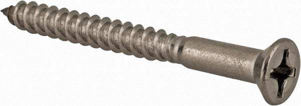 Value Collection - #10, 2" OAL, Phillips Drive, Flat Head Wood Screw - Stainless Steel, Grade 18-8 - Caliber Tooling