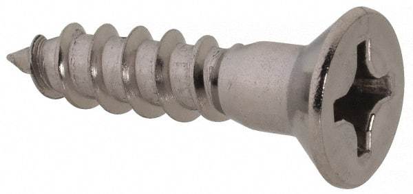 Value Collection - #12, 1" OAL, Phillips Drive, Flat Head Wood Screw - Stainless Steel, Grade 18-8 - Caliber Tooling