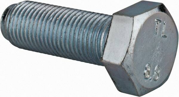 Value Collection - M12x1.25mm Metric Fine, 35mm Length Under Head Hex Head Cap Screw - Fully Threaded, Grade 8.8 Steel, Zinc-Plated Finish, 19mm Hex - Caliber Tooling