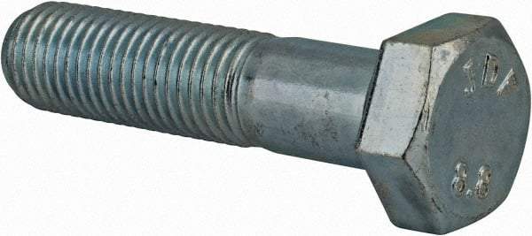 Value Collection - M12x1.50mm Metric Fine, 50mm Length Under Head Hex Head Cap Screw - Partially Threaded, Grade 8.8 Steel, Zinc-Plated Finish, 19mm Hex - Caliber Tooling