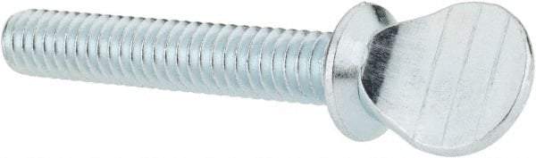 Value Collection - 1/4-20 Oval Shoulder Grade 2 Steel Thumb Screw - 1-1/2" OAL, Zinc-Plated Finish - Caliber Tooling