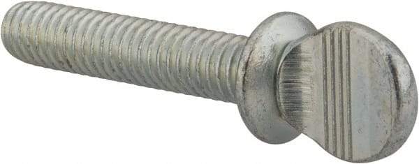 Value Collection - 5/16-18 Oval Shoulder Grade 2 Steel Thumb Screw - 1-1/2" OAL, Zinc-Plated Finish - Caliber Tooling