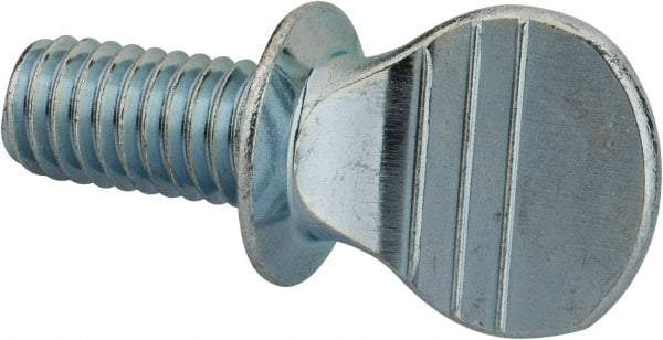 Value Collection - 3/8-16 Oval Shoulder Grade 2 Steel Thumb Screw - 3/4" OAL, Zinc-Plated Finish - Caliber Tooling