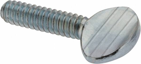 Value Collection - #6-32 Oval Shoulderless Grade 2 Steel Thumb Screw - 1/2" OAL, Zinc-Plated Finish - Caliber Tooling