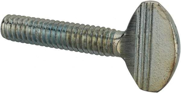 Value Collection - #8-32 Oval Shoulderless Grade 2 Steel Thumb Screw - 3/4" OAL, Zinc-Plated Finish - Caliber Tooling