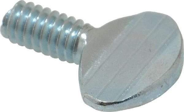 Value Collection - 1/4-20 Oval Shoulderless Grade 2 Steel Thumb Screw - 1/2" OAL, Zinc-Plated Finish - Caliber Tooling