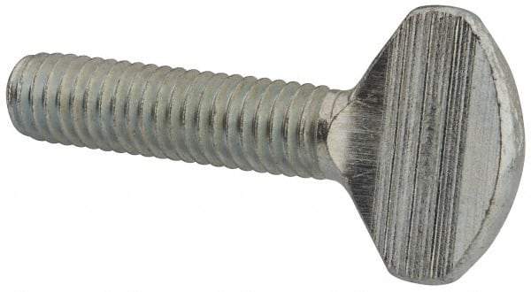 Value Collection - 3/8-16 Oval Shoulderless Grade 2 Steel Thumb Screw - 1-1/2" OAL, Zinc-Plated Finish - Caliber Tooling