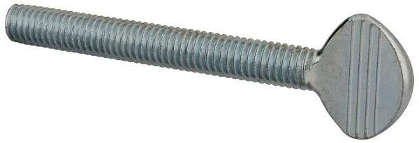 Value Collection - 3/8-16 Oval Shoulderless Grade 2 Steel Thumb Screw - 3" OAL, Zinc-Plated Finish - Caliber Tooling