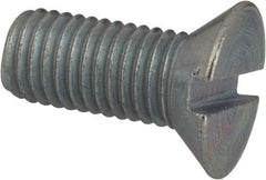 Value Collection - 1/4-28 UNF, 5/8" OAL Slotted Drive Machine Screw - Flat Head, Grade J82 Steel, Zinc-Plated Finish, Without Washer - Caliber Tooling