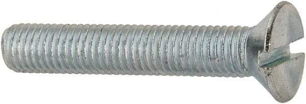 Value Collection - 1/4-28 UNF, 1-1/2" OAL Slotted Drive Machine Screw - Flat Head, Grade J82 Steel, Zinc-Plated Finish, Without Washer - Caliber Tooling