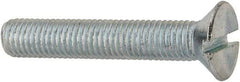 Value Collection - 1/4-28 UNF, 1-1/2" OAL Slotted Drive Machine Screw - Flat Head, Grade J82 Steel, Zinc-Plated Finish, Without Washer - Caliber Tooling