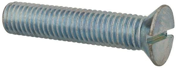 Value Collection - 1/2-13 UNC, 2-1/2" OAL Slotted Drive Machine Screw - Flat Head, Grade J82 Steel, Zinc-Plated Finish, Without Washer - Caliber Tooling