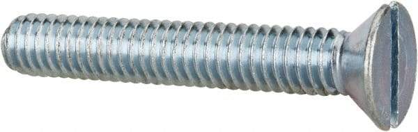 Value Collection - 5/16-18 UNC, 2" OAL Slotted Drive Machine Screw - Flat Head, Grade 2 Steel, Zinc-Plated Finish, Without Washer - Caliber Tooling