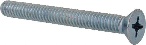 Value Collection - 1/4-20 UNC, 2-1/4" OAL Phillips Drive Machine Screw - Flat Head, Grade 2 Steel, Zinc-Plated Finish, Without Washer - Caliber Tooling