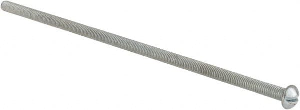 Value Collection - #10-32 UNF, 6" Length Under Head Slotted Drive Machine Screw - Round Head, Grade J82 Steel, Zinc-Plated Finish, Without Washer - Caliber Tooling