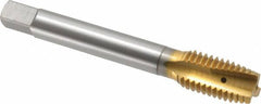 OSG - 5/8-11 UNC, 3 Flute, TiN Finish, Vanadium High Speed Steel Spiral Point Tap - Plug Chamfer, Right Hand Thread, 110mm OAL, 1-13/16" Thread Length, 0.48" Shank Diam, 2B Class of Fit - Exact Industrial Supply