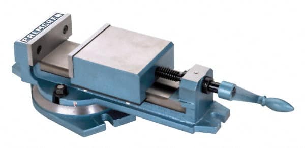 Palmgren - 6" Jaw Width, 6" Jaw Opening Capacity, Horizontal Swivel Machine Vise - Manual Operation, 1 Station, 20-1/8" Long x 2" Deep, 2-1/8" Jaw Height - Caliber Tooling