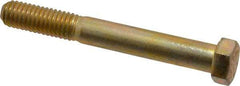 Made in USA - 7/16-14 UNC, 3-1/2" Length Under Head Hex Head Cap Screw - Partially Threaded, Grade 8 Alloy Steel, Zinc Yellow Dichromate Finish, 5/8" Hex - Caliber Tooling