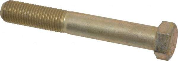 Made in USA - 7/16-20 UNF, 3" Length Under Head Hex Head Cap Screw - Partially Threaded, Grade 8 Alloy Steel, Zinc Yellow Dichromate Finish, 5/8" Hex - Caliber Tooling