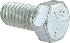 Made in USA - 7/16-14 UNC, 7/8" Length Under Head Hex Head Cap Screw - Fully Threaded, Grade 5 Steel, Zinc-Plated Finish, 5/8" Hex - Caliber Tooling