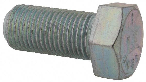 Made in USA - 9/16-18 UNF, 1-1/4" Length Under Head Hex Head Cap Screw - Fully Threaded, Grade 5 Steel, Zinc-Plated Finish, 13/16" Hex - Caliber Tooling