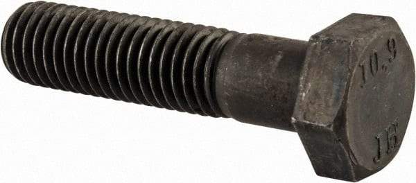 Value Collection - M12x1.75mm Metric Coarse, 50mm Length Under Head Hex Head Cap Screw - Partially Threaded, Grade 10.9 Steel, Black Oxide Finish, 19mm Hex - Caliber Tooling