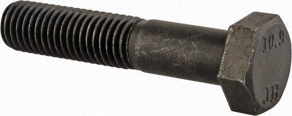 Value Collection - M12x1.75mm Metric Coarse, 60mm Length Under Head Hex Head Cap Screw - Partially Threaded, Grade 10.9 Steel, Black Oxide Finish, 19mm Hex - Caliber Tooling