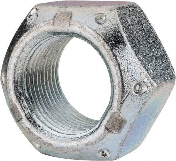 Value Collection - 1-1/8 - 12 UNF Grade C Hex Lock Nut with Distorted Thread - 1-11/16" Width Across Flats, 1" High, Cadmium Clear-Plated Finish - Caliber Tooling