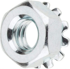 Value Collection - 1/4-20, Zinc Plated, Steel Hex Nut with External Tooth Washer - 1/2" Washer Diam, 7/16" Width Across Flats - Caliber Tooling