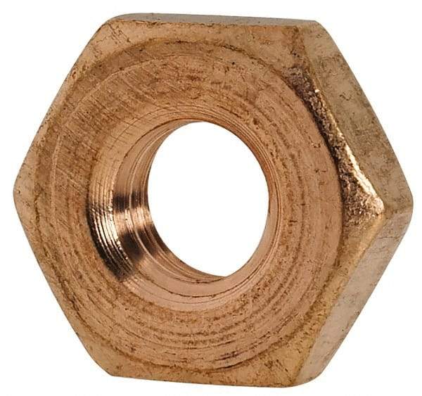 Value Collection - #10-32 UNF Silicon Bronze Right Hand Machine Screw Hex Nut - 3/8" Across Flats, 1/8" High, Uncoated - Caliber Tooling