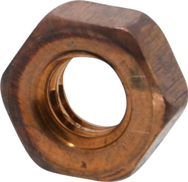 Value Collection - 1/4-20 UN Silicon Bronze Right Hand Machine Screw Hex Nut - 7/16" Across Flats, 3/16" High, Uncoated - Caliber Tooling