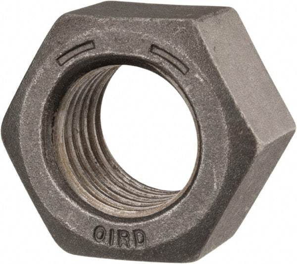 Value Collection - 1-1/8 - 7 UNC Steel Right Hand Hex Nut - 1-11/16" Across Flats, 31/32" High, Black Oxide Finish - Caliber Tooling