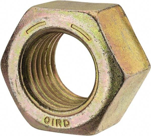 Value Collection - 1-3/8 - 6 UNC Steel Right Hand Hex Nut - 2-1/16" Across Flats, 1-11/64" High, Zinc Yellow Dichromate Finish - Caliber Tooling