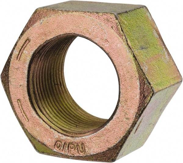 Value Collection - 1-3/8 - 12 UN Steel Right Hand Hex Nut - 2-1/16" Across Flats, 1-11/64" High, Zinc Yellow Dichromate Finish - Caliber Tooling