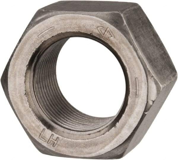 Value Collection - 1-14 UNF Steel Left Hand Hex Nut - 1-1/2" Across Flats, 55/64" High, Uncoated - Caliber Tooling